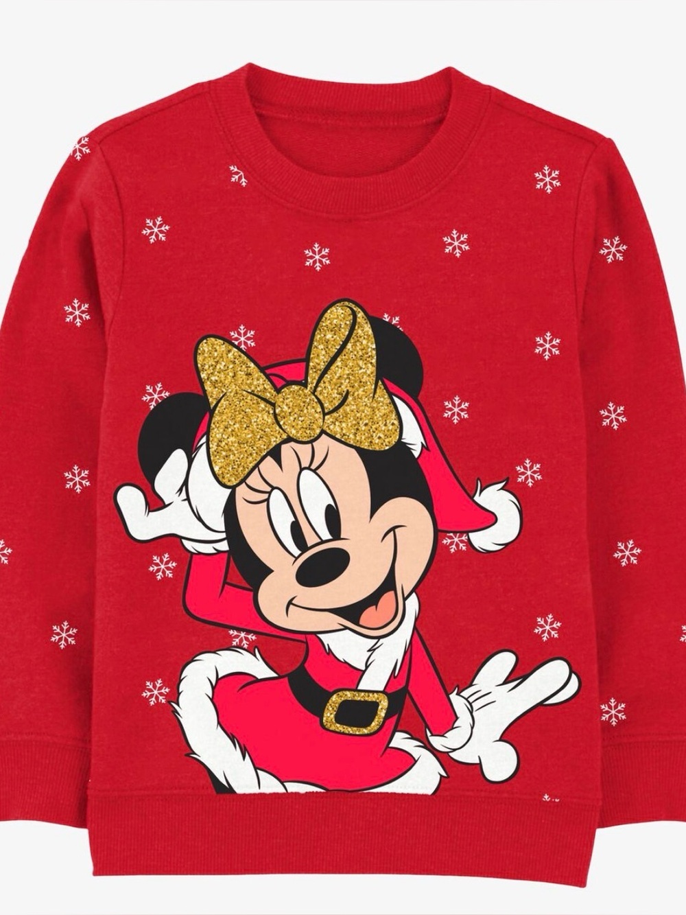 DISNEY MINNIE MOUSE ❤️RED❤️ GLITTER BOW HOLIDAY SWEATSHIRT SIZE 6/6X 🌟EUC🌟
